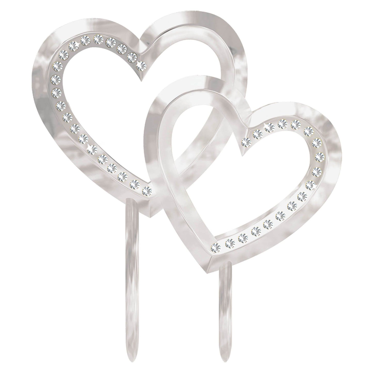 Silver Double Heart Cake Topper