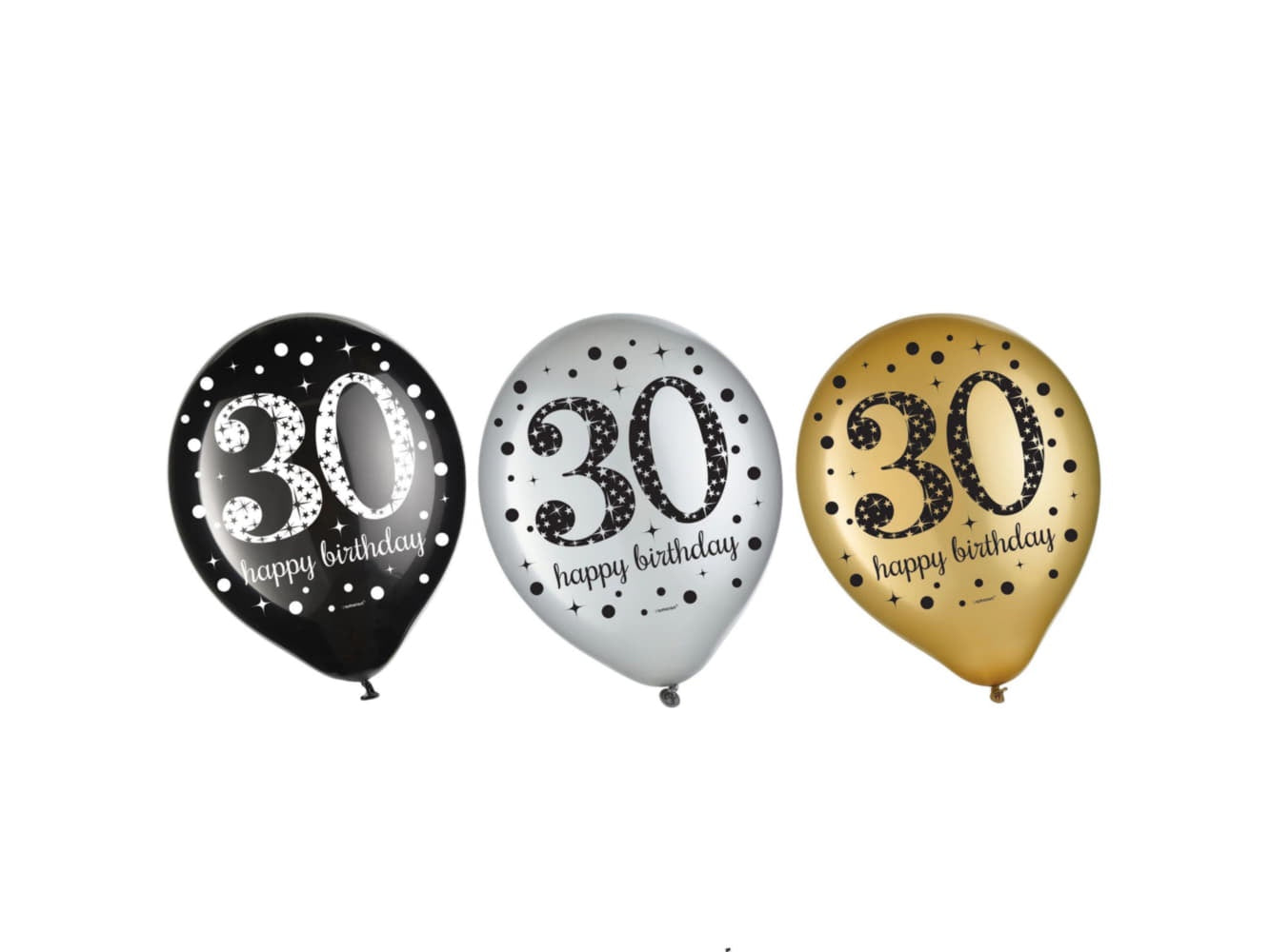 12In Sparkling Celebration 30Th Latex Balloons-15Ct