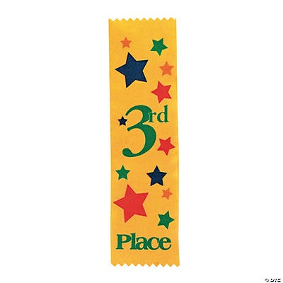 Satin Award Ribbons "3Rd Place" - Yellow