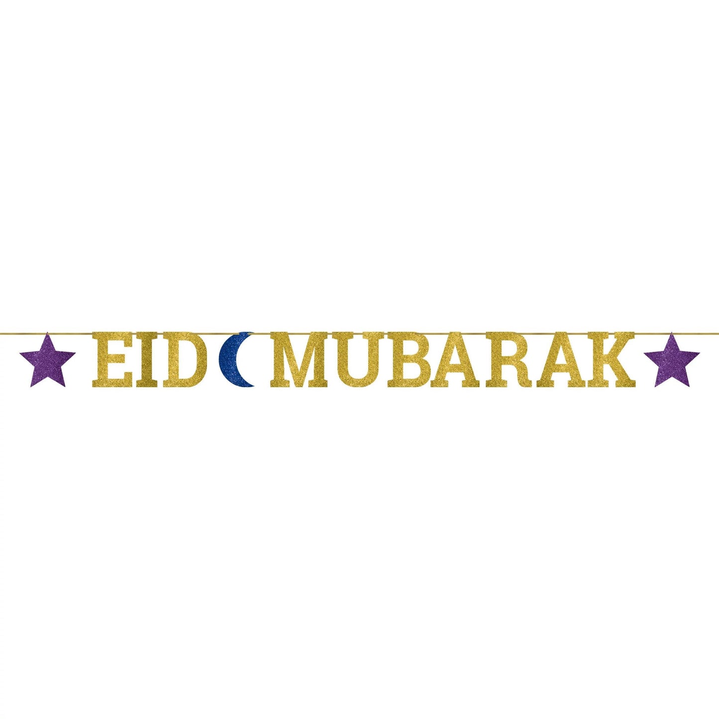 Eid Mubarak Glitter Ribbon Letter Banner