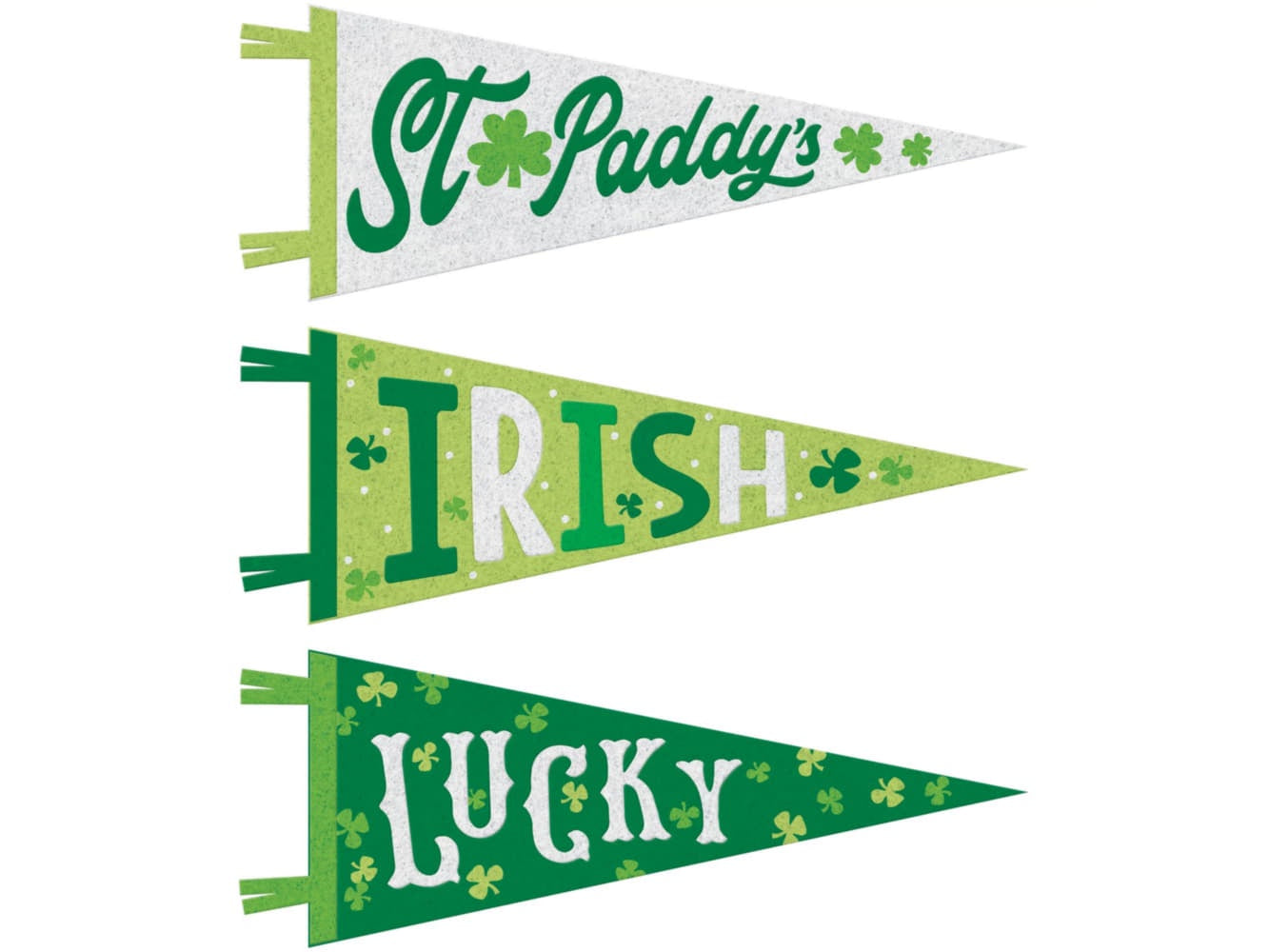 St.Pats Day Felt Pennants,3/Pk