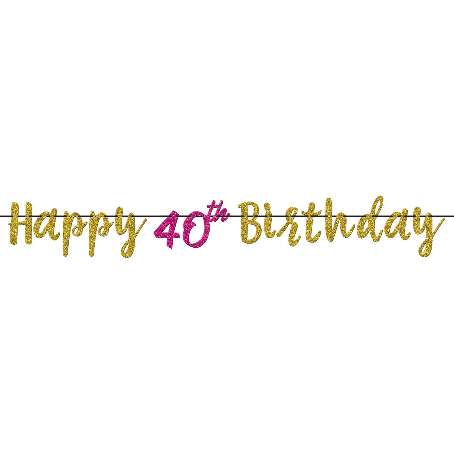 Pink And Gold Milestone 40 Glitter Letter Banner