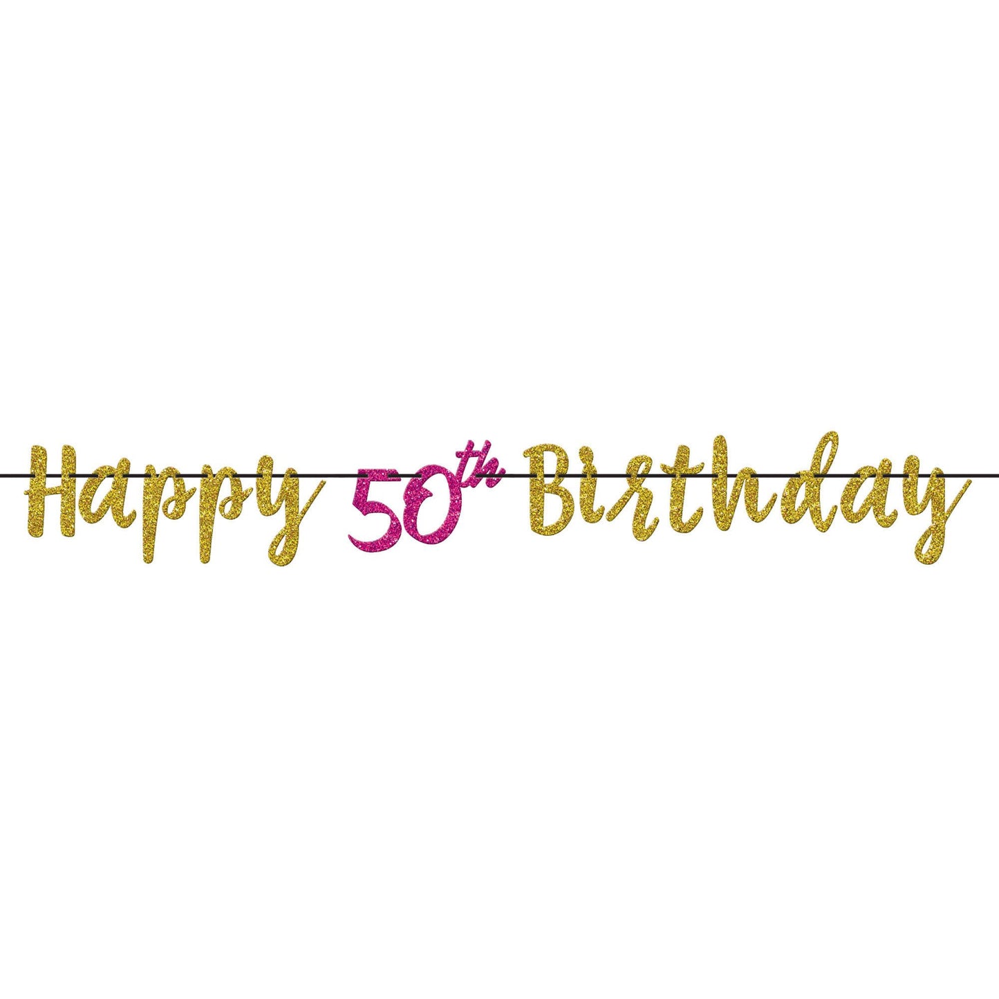 Pink And Gold Milestone 50 Glitter Letter Banner