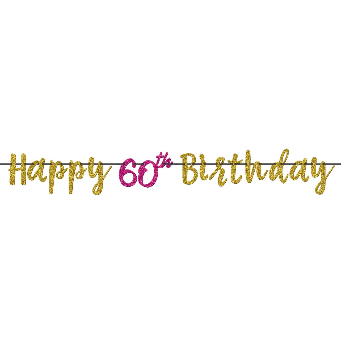 Pink And Gold Milestone 60 Glitter Letter Banner