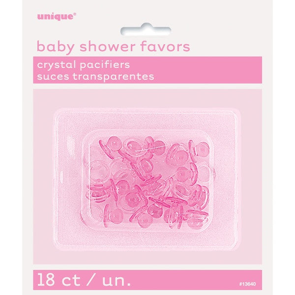 Pink Crystal Pacifier Favors 1", 18Ct