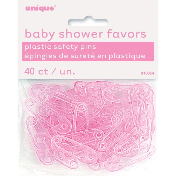 Pink Safety Pin Favors - 40Ct