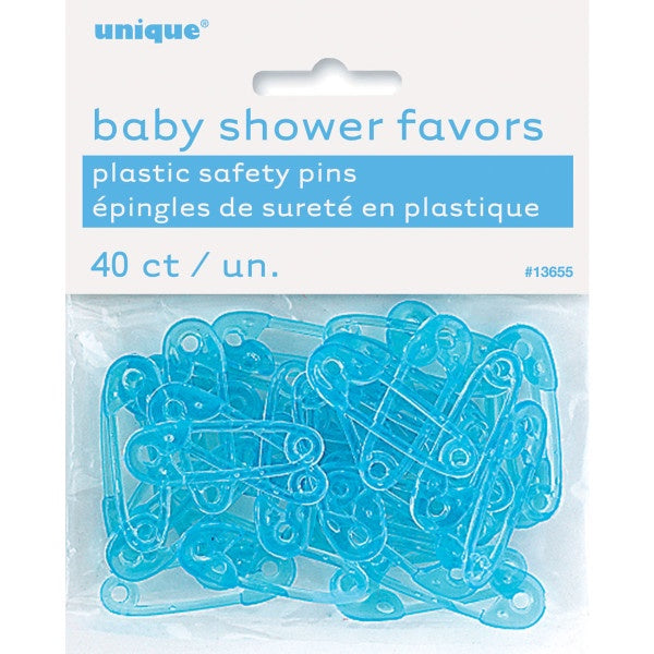 Blue Safety Pin Baby Shower Favors - 40Ct
