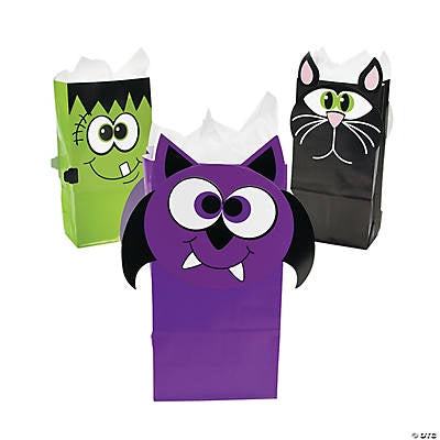 Paper Halloween Character Treat Bags, 5" X 3 1/4" X 10"