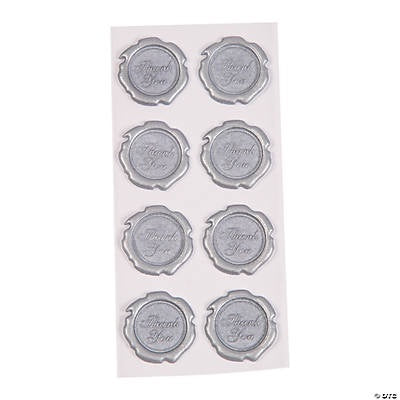 Silver Faux Wax Thank You Stickers