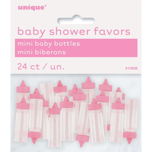 Pink Mini Baby Bottles Favors, 24Ct