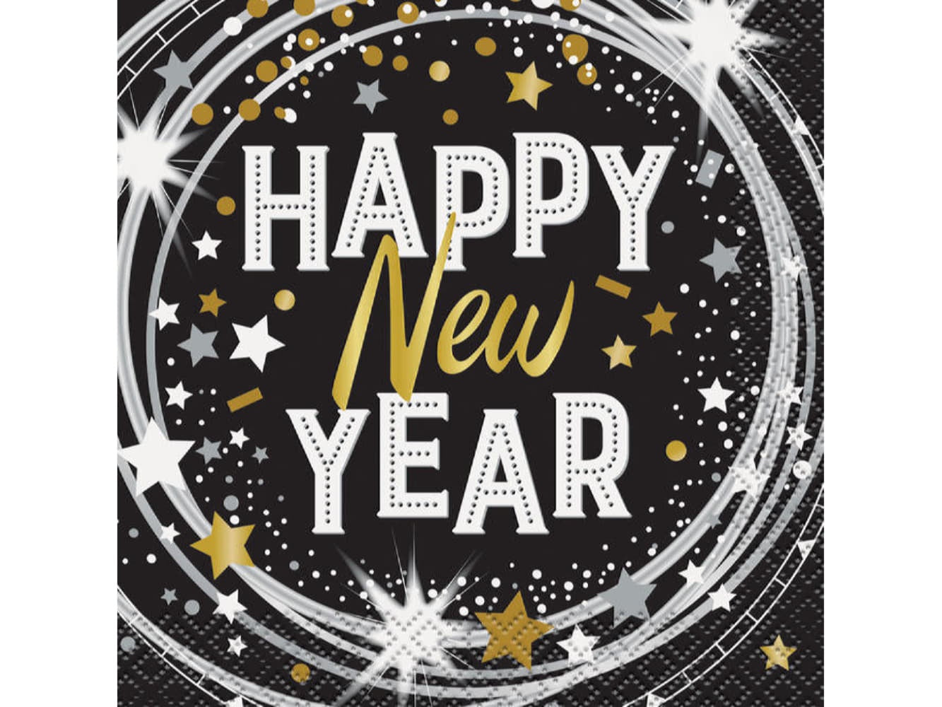 Happy New Year Beverage Napkins, 5 X 5 In, 16Ct