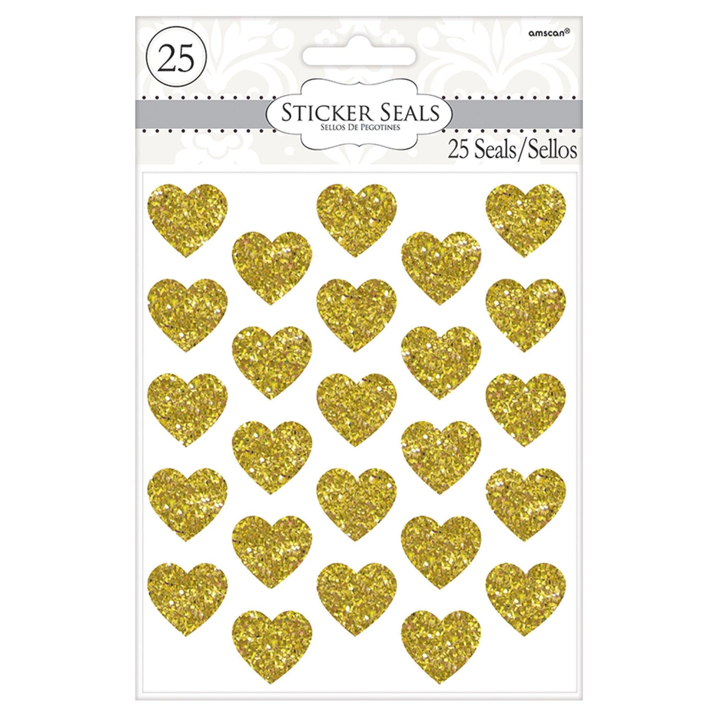 Glitter Heart Seals 25Ct