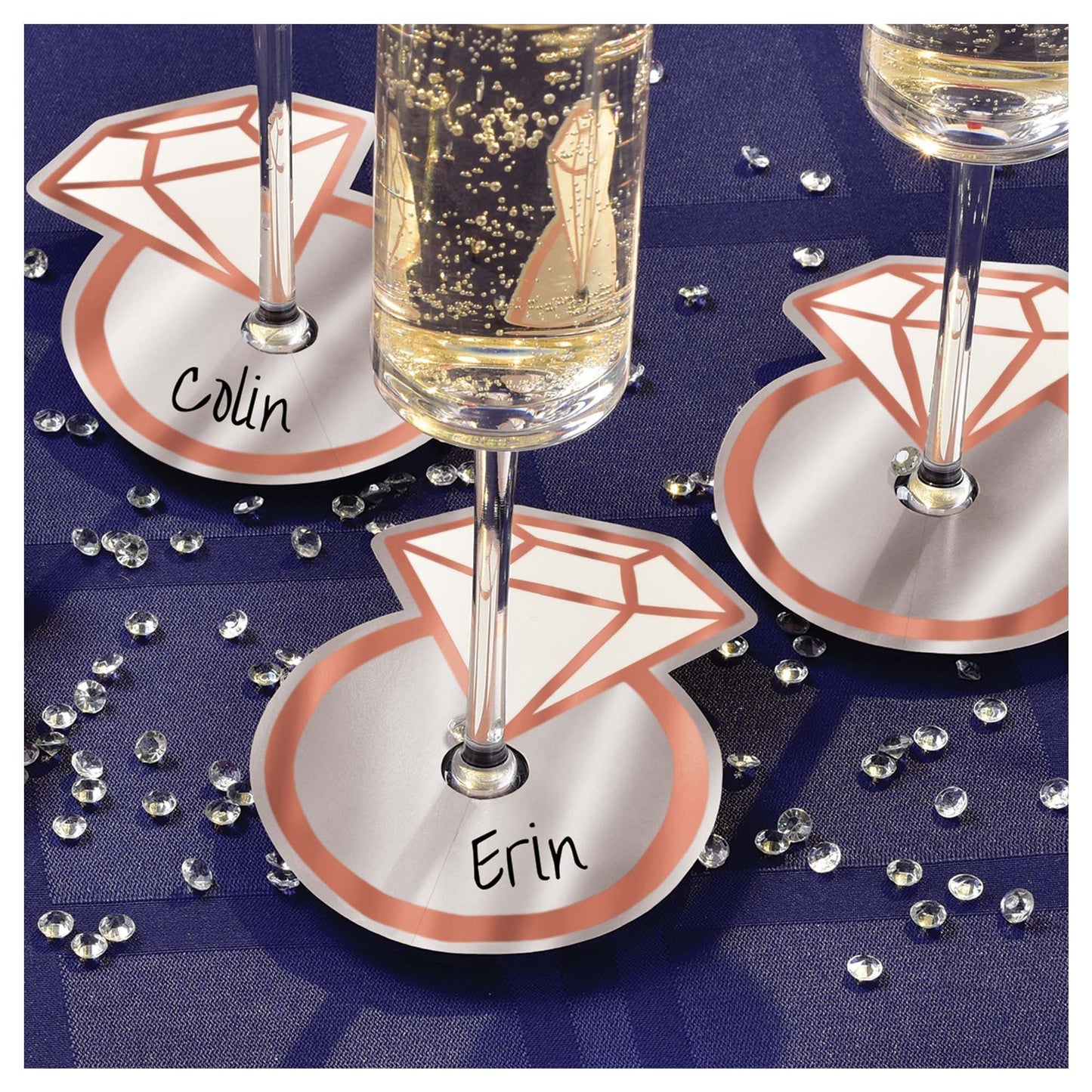 Navy Bridal Glass Tags - 18Pcs