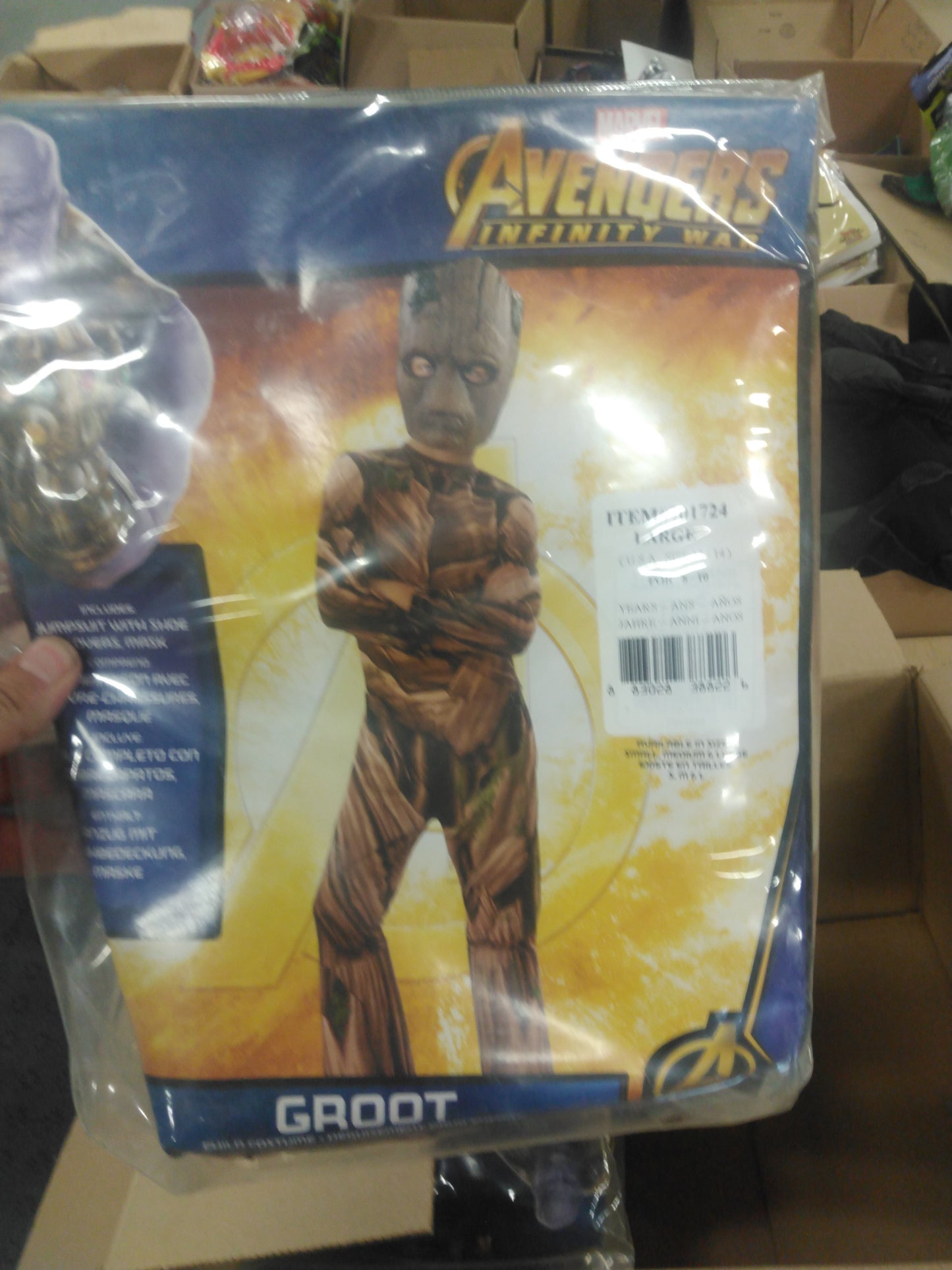 Marvel avengers infinity war groot boy large 8-10