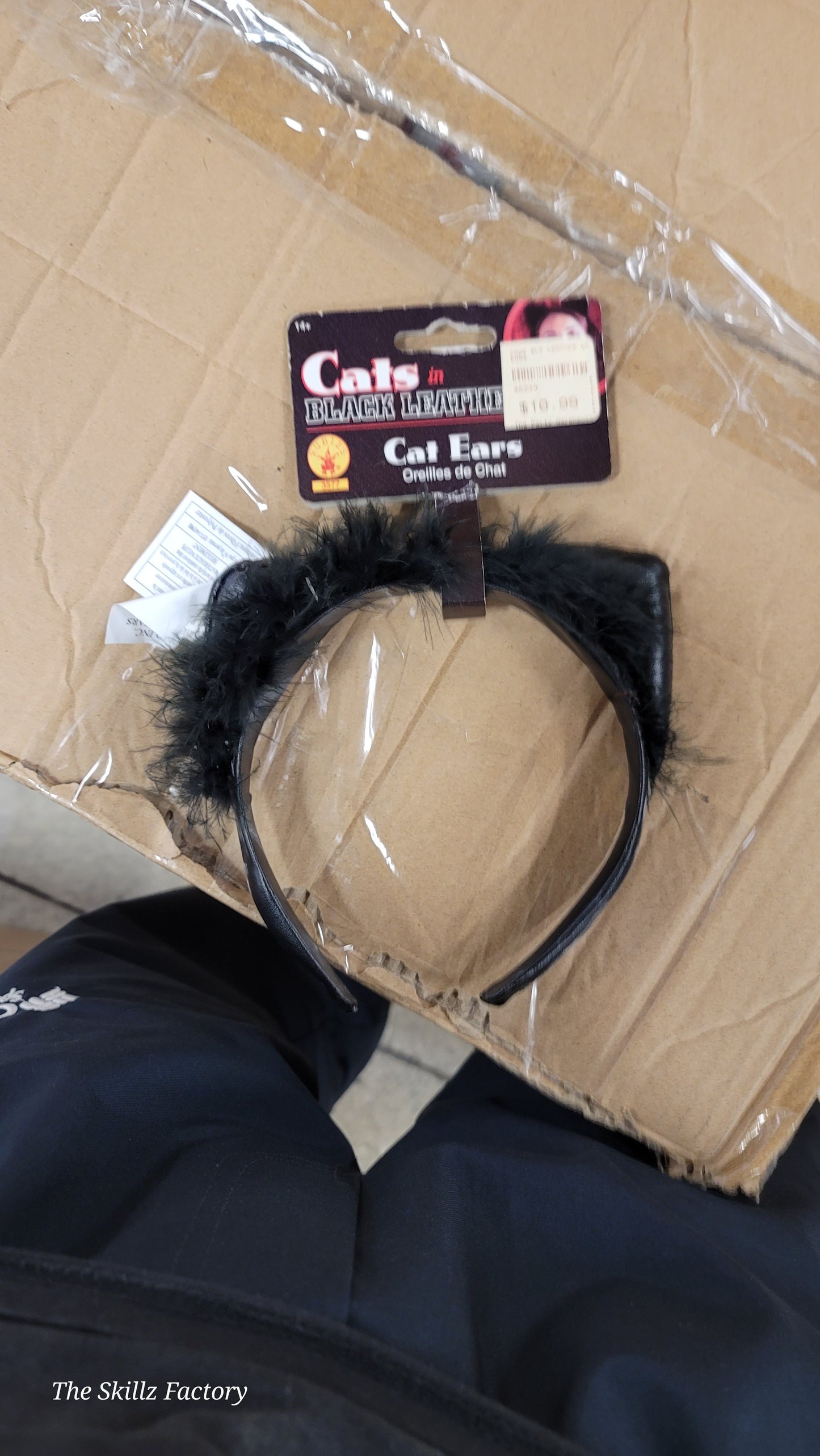 Cat ears black leather
