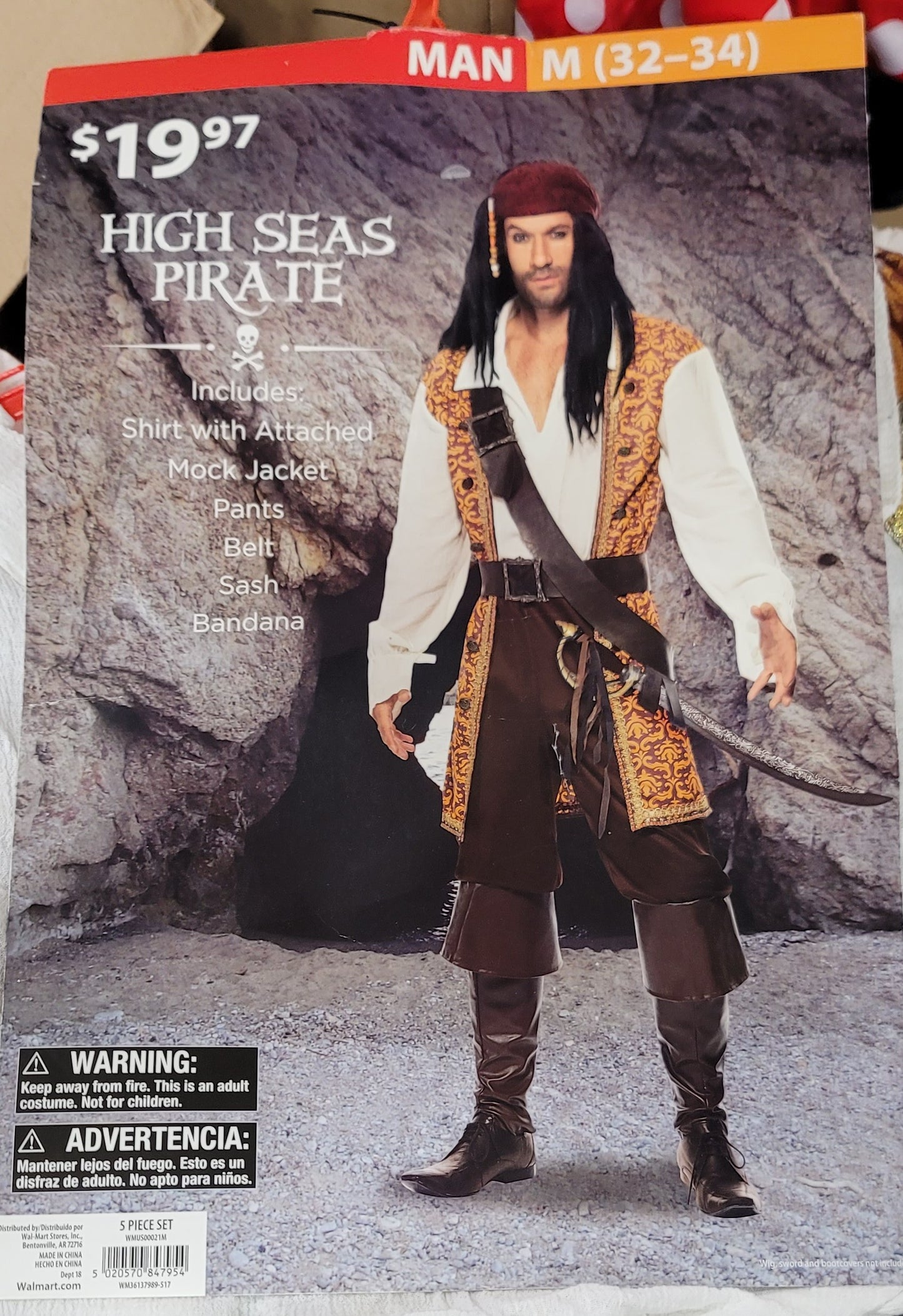 High seas pirate man Medium size