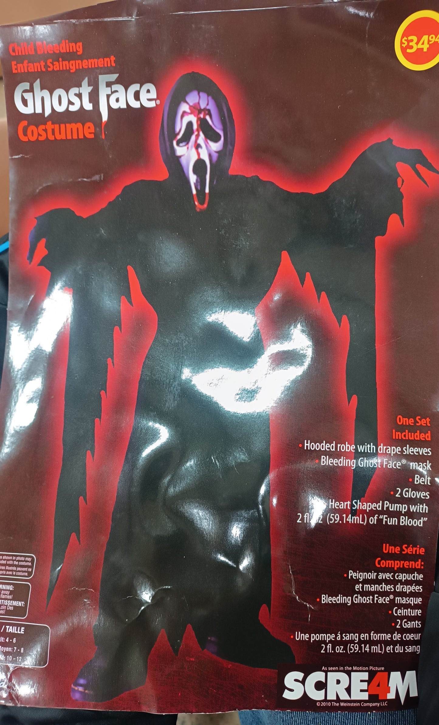 Child Bleeding Enfant Saingnement Ghost Face Costume M