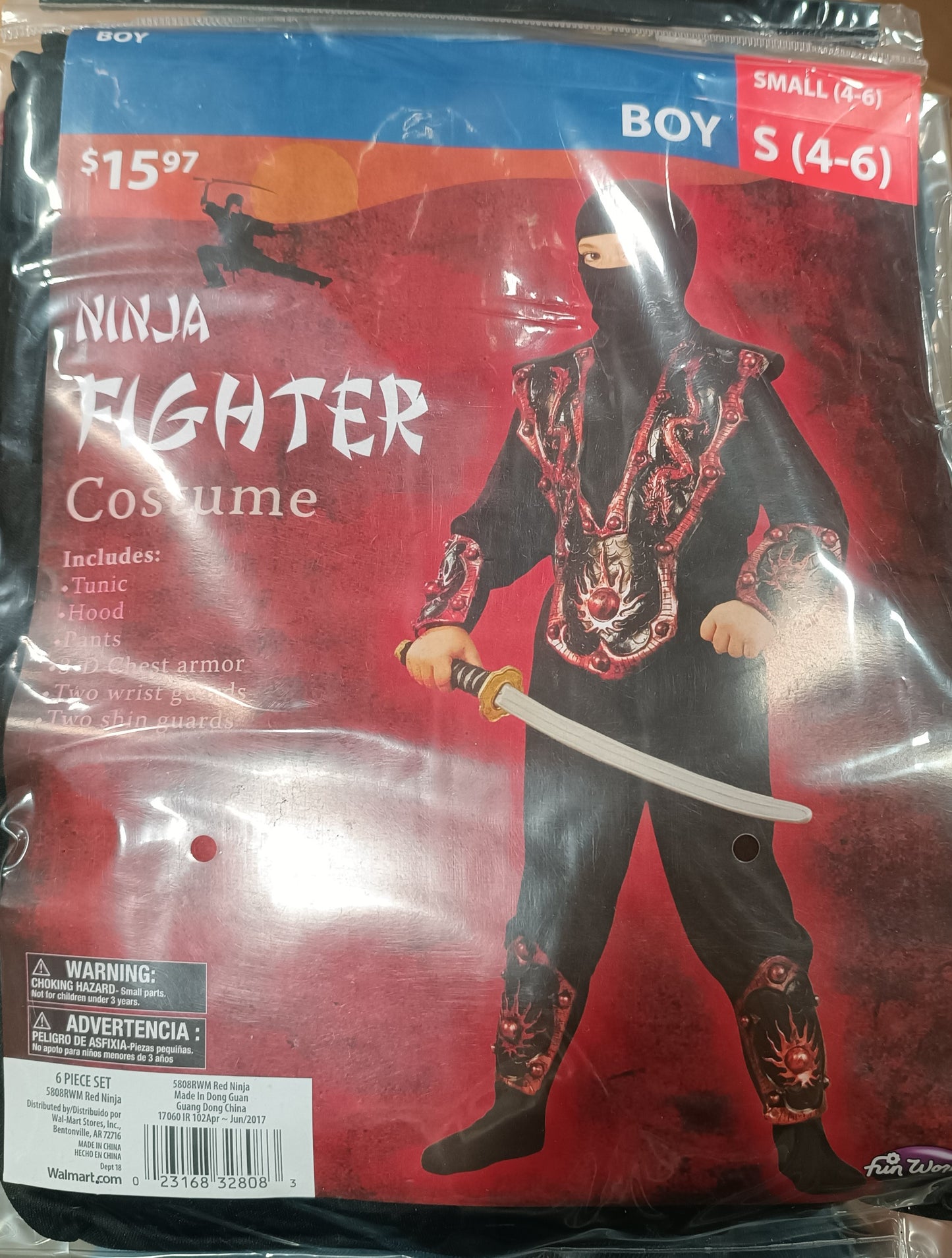 Ninja Fighter Costume Boy S 4-6