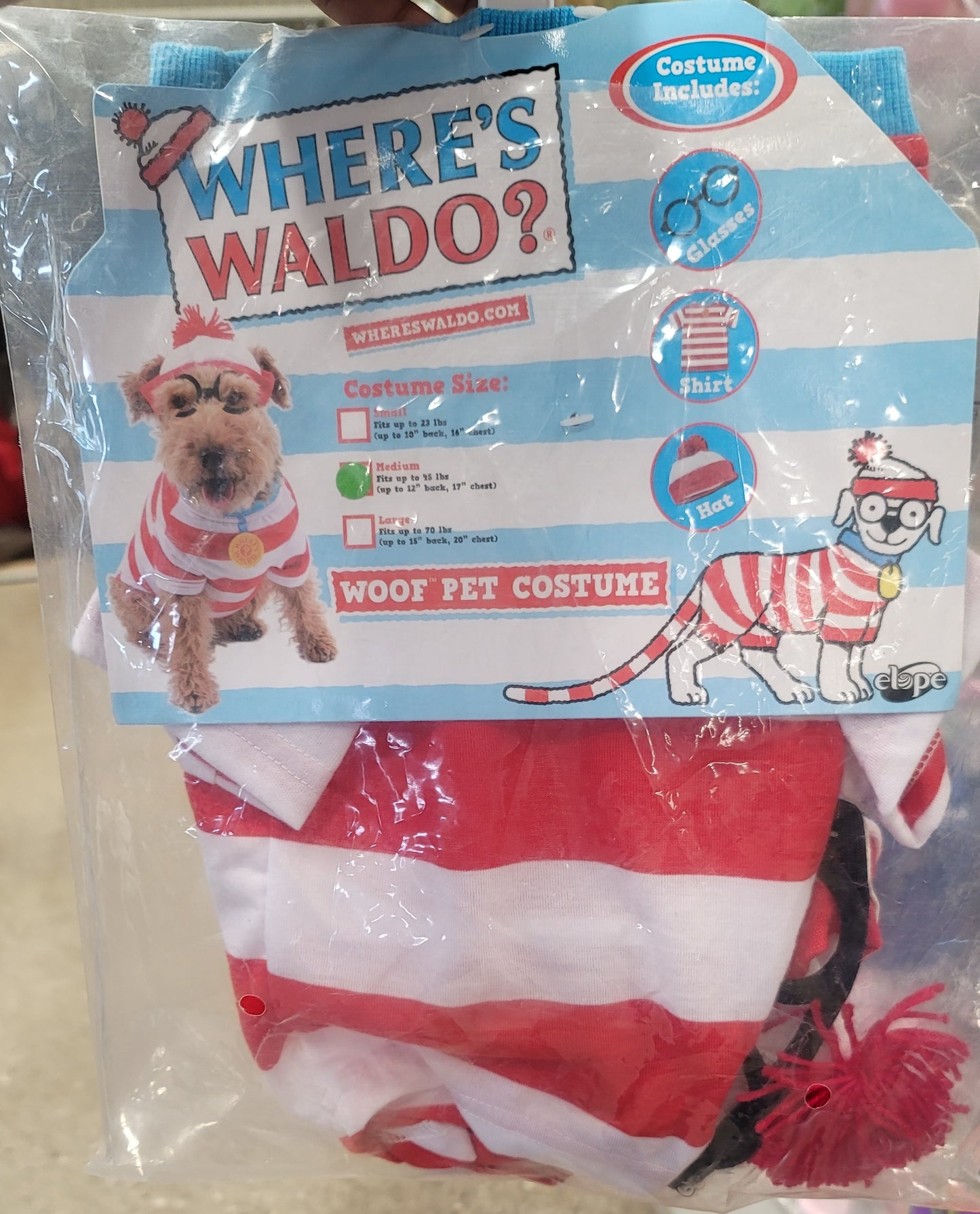 WHERE,S WALDO?PET COSTUME-Medium