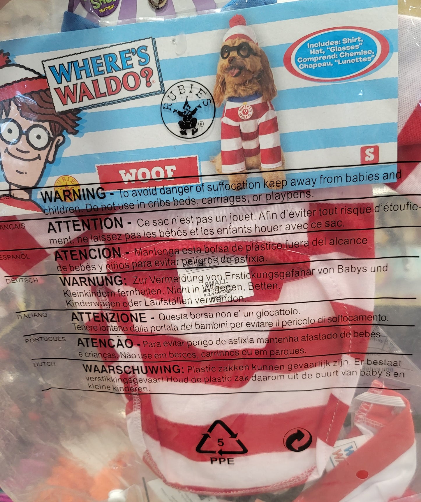 WHERE'S WALDO? Pet Costume-Small