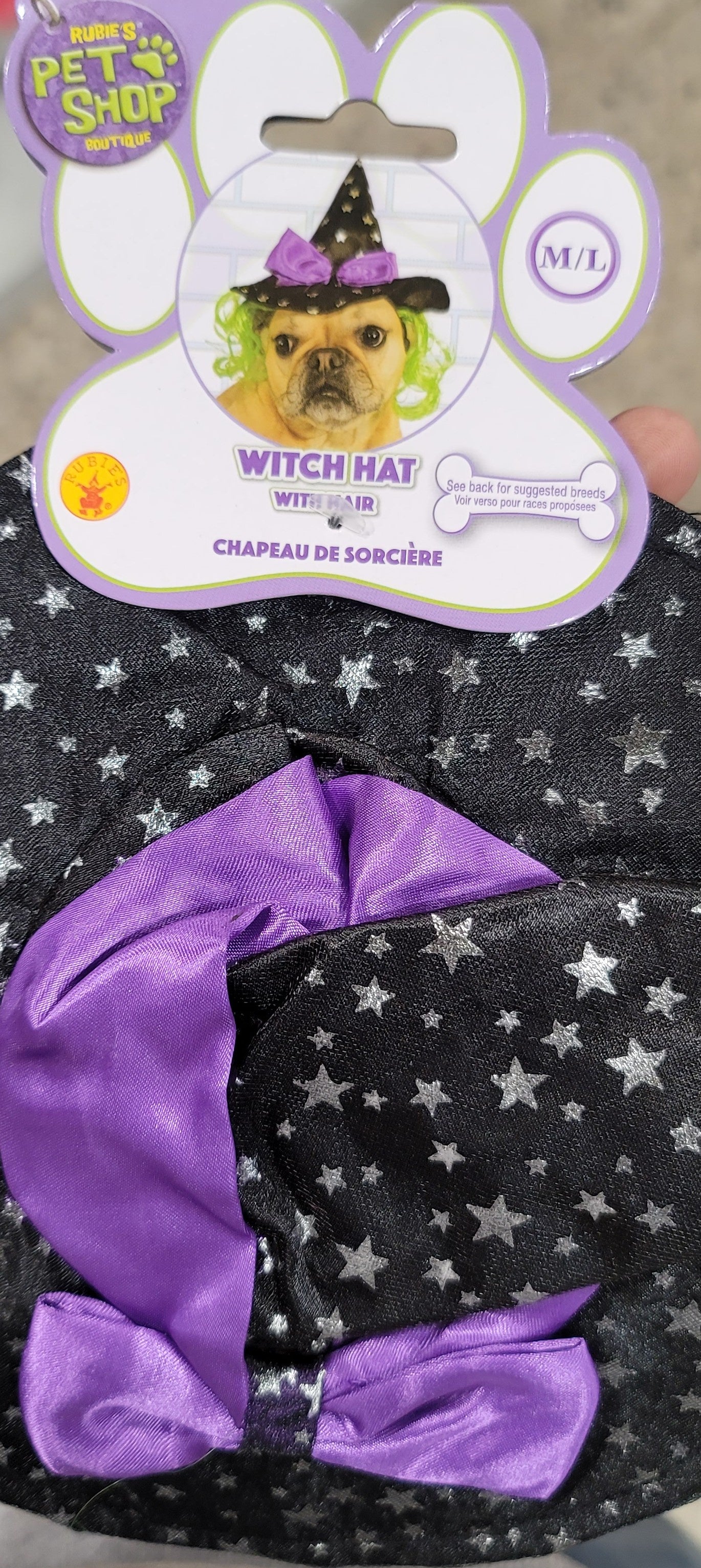 WITCH HAT WITH HAIR M/L