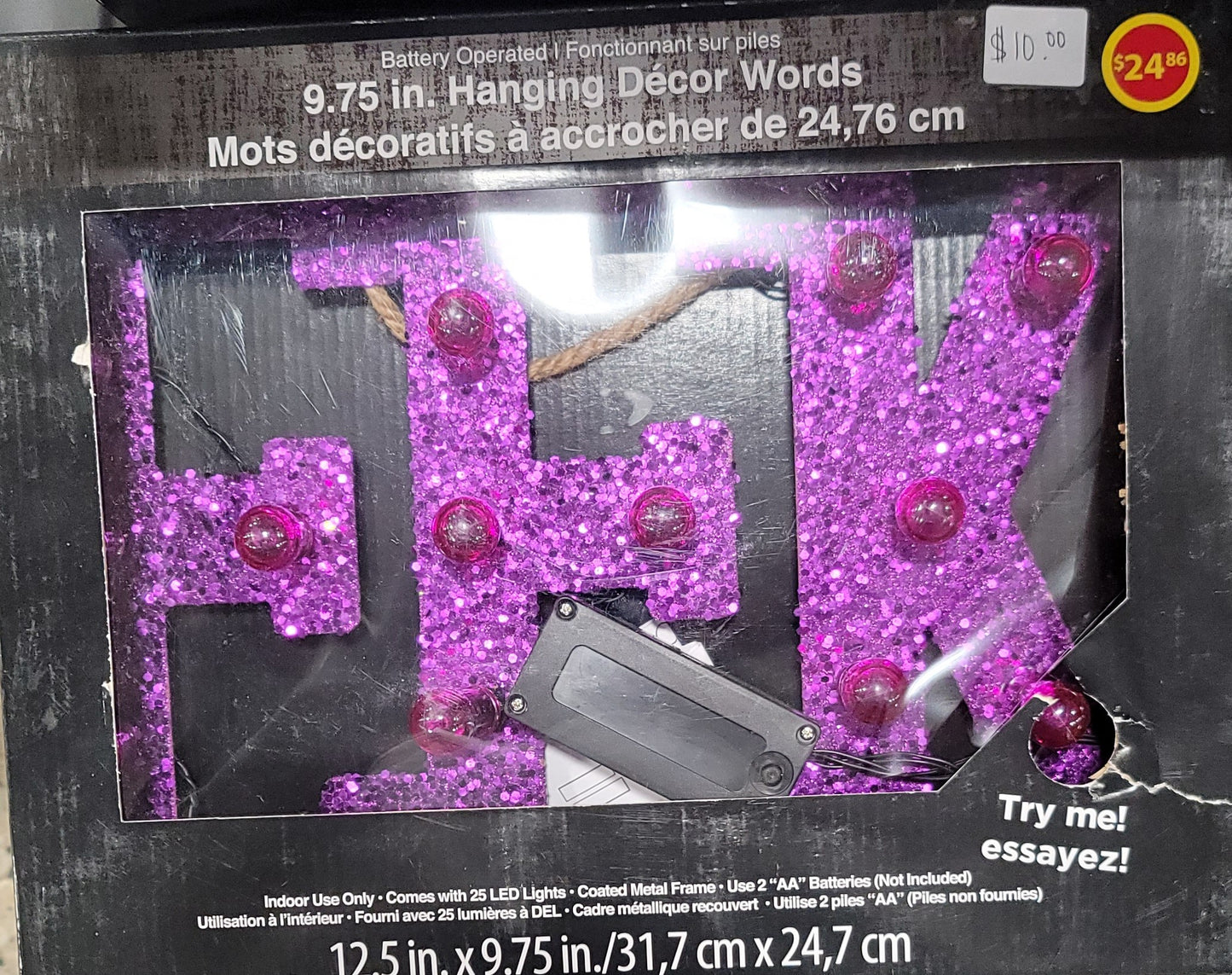 9.75 in. Hanging DECOR Words EEK