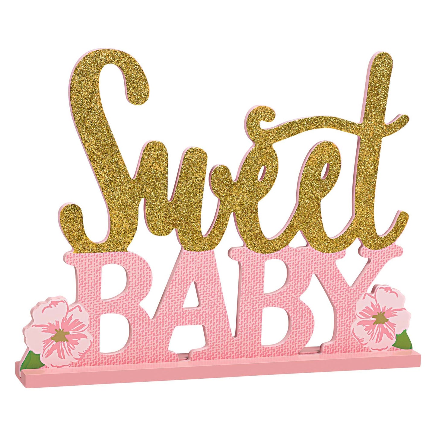 Floral Baby Stand Up Sign-Pink