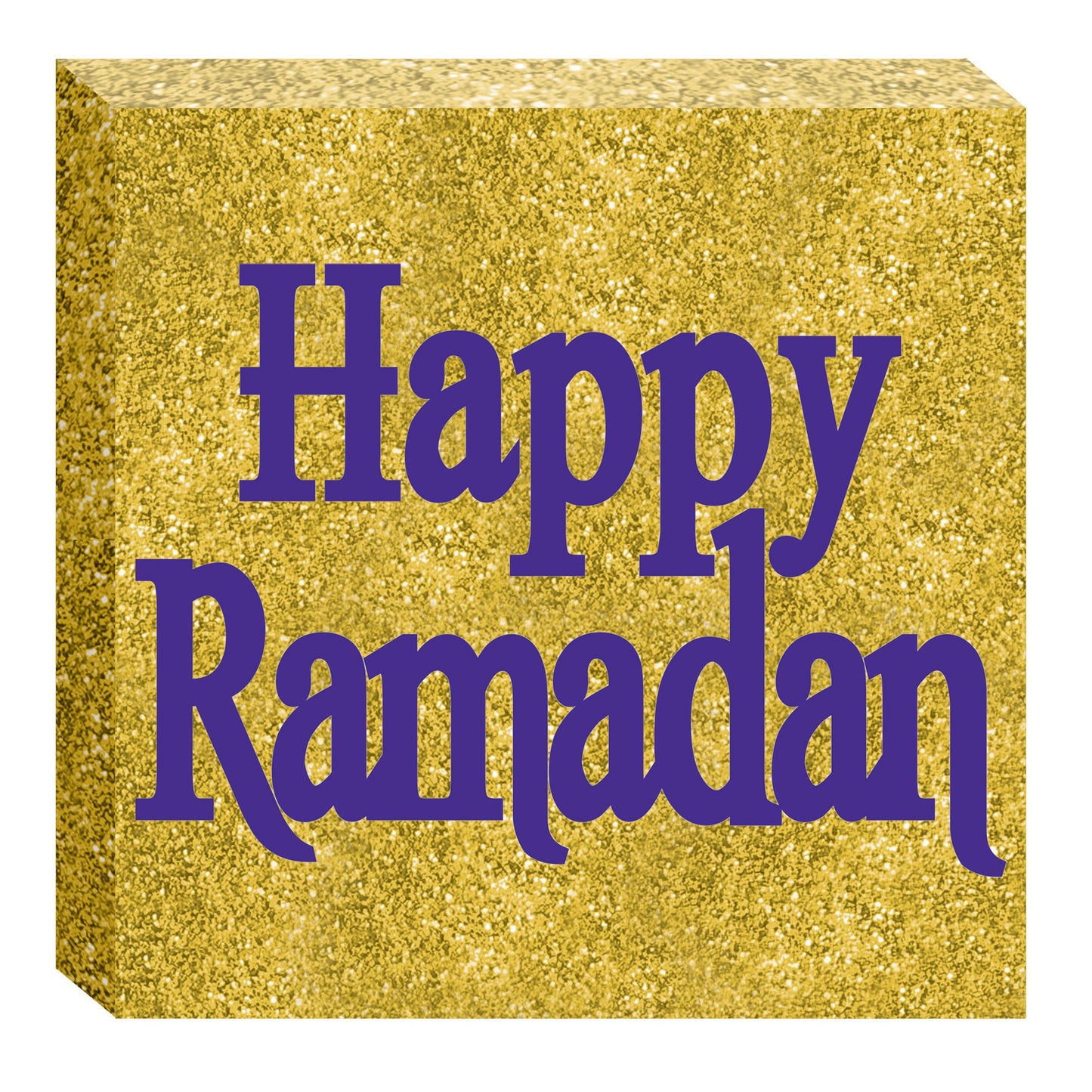 Happy Ramadan Glitter Canvas Plaque