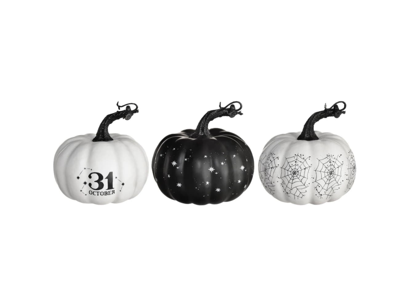 Classic Black And White Pumpkins, Set Of 3