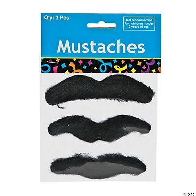 Synthetic Self-Adhesive Mustaches, 3"