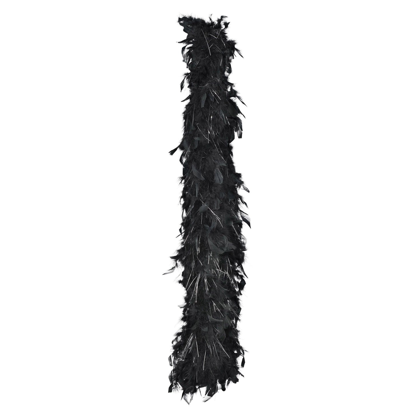 Boa Feather Blk With Slver Tinsel