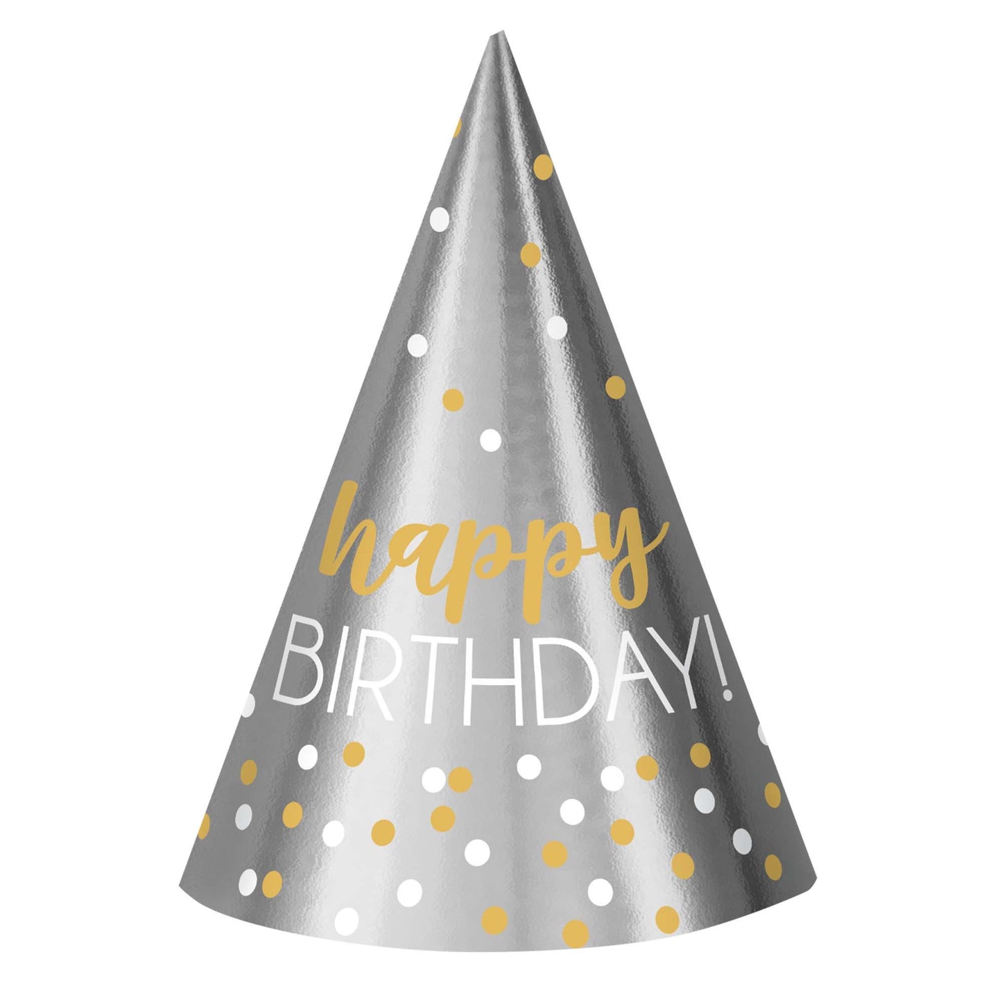 Silver & Gold Printed Cone Hats-12Pcs