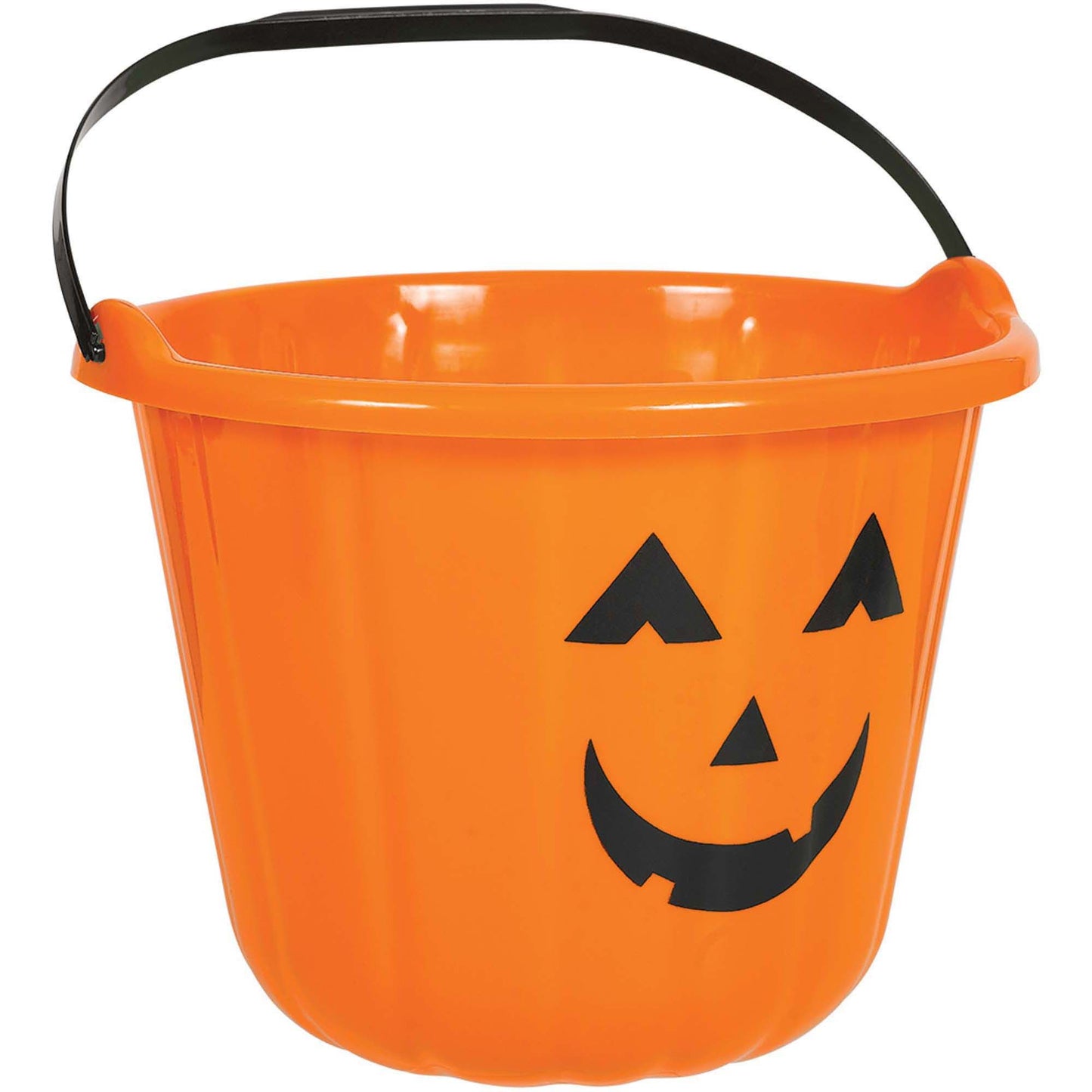 Orange Plastic Pumpkin Bucket, 6 1/2" X 8 3/4"