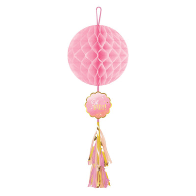 Oh Baby Hanging Honeycomb W/Tassel - Pink