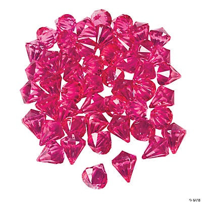 Acrylic Diamond-Shaped Hot Pink Gems, 25Pc