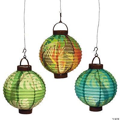 Paper Luau Leaf Light Up Lanterns, 3Pc