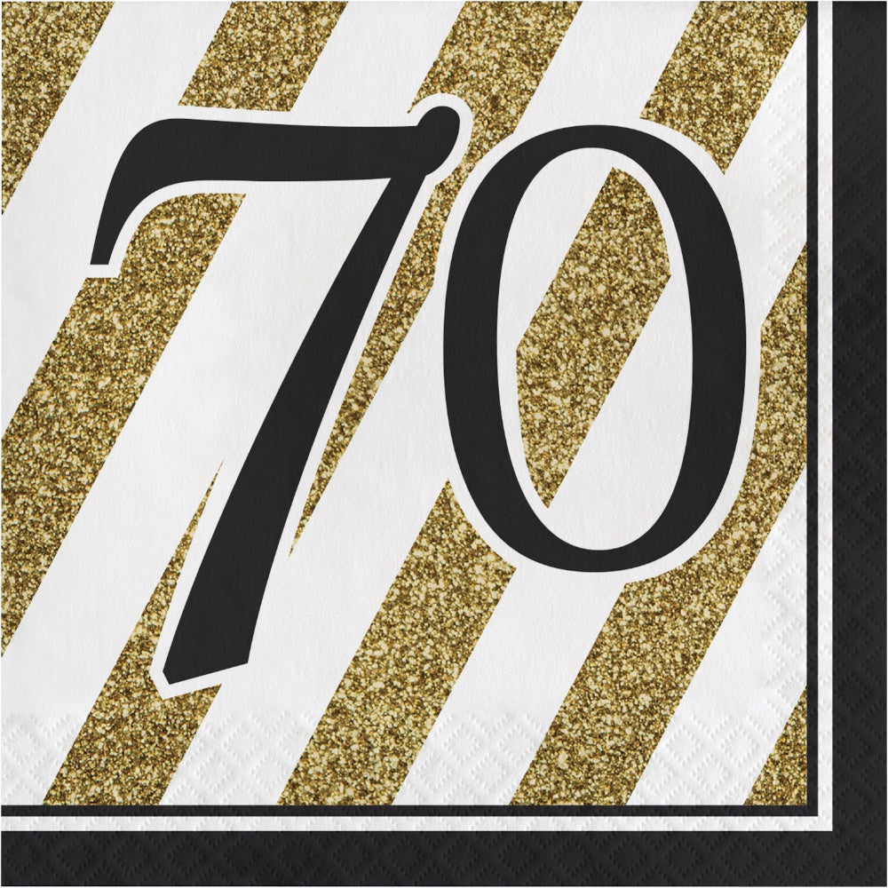 Black&Gold Lunch Napkins - 70Th