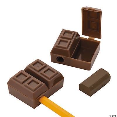 Plastic Chocolate Bar Pencil Sharpeners with Eraser