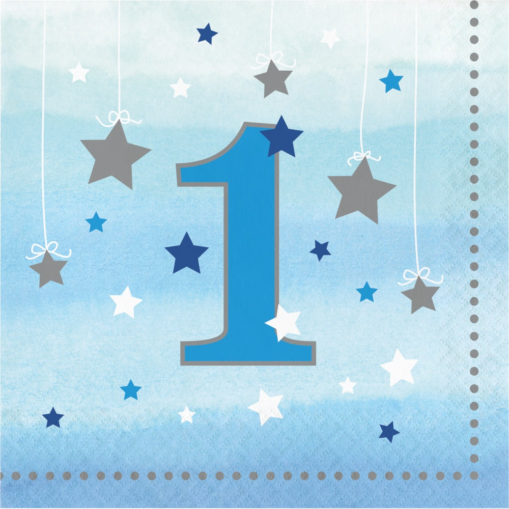 One Little Star Lunch Napkins - Blue