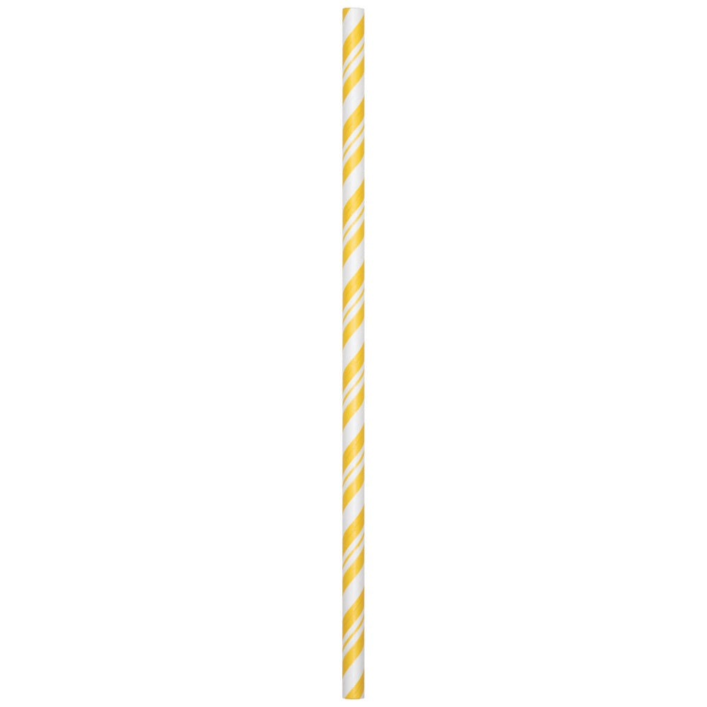 Stripe Yellow Paper Straws 24Ct