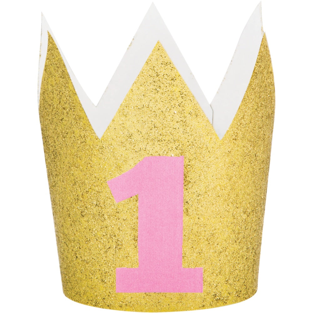 1St Birthday Glitter Crown - Pink