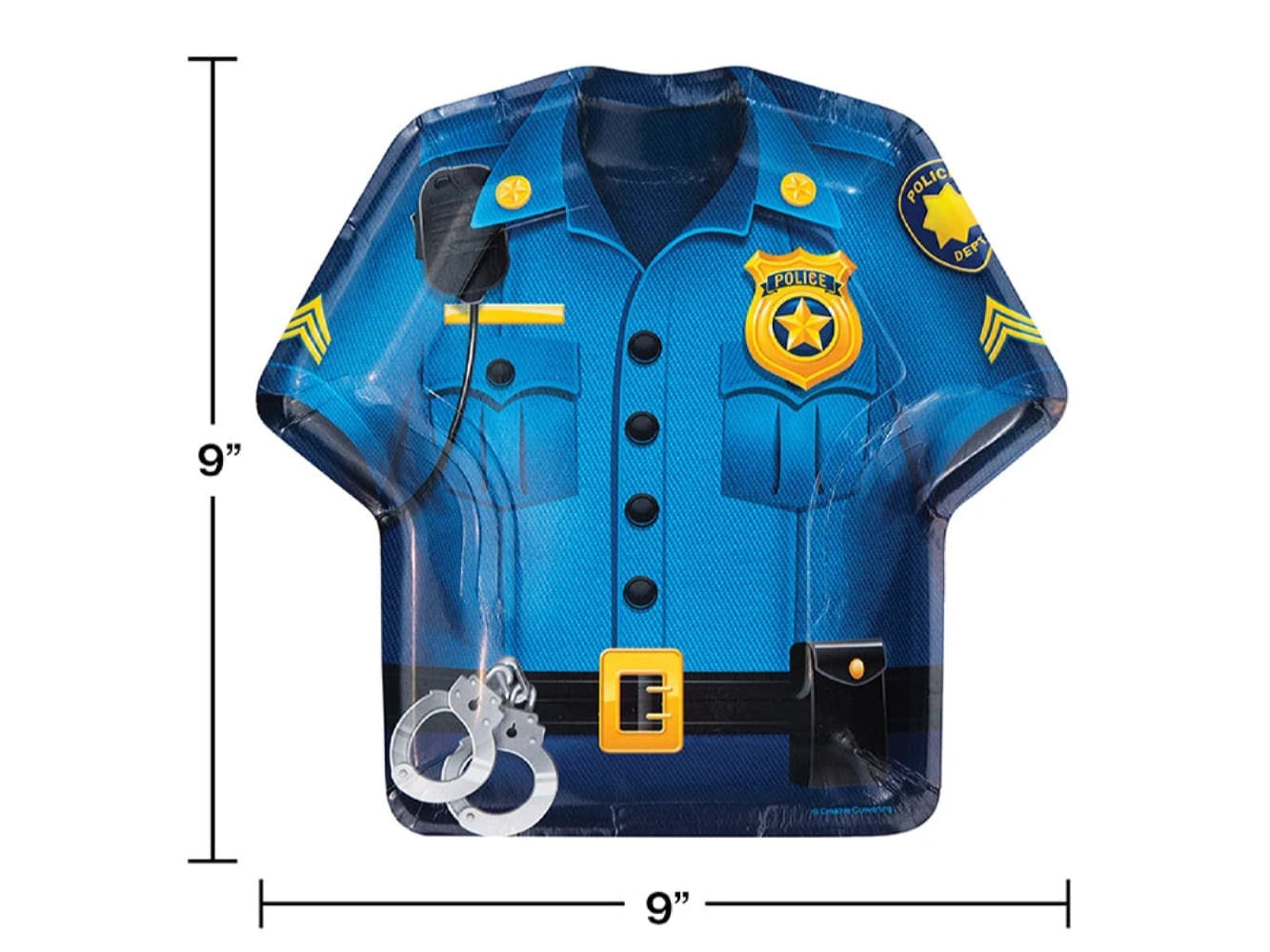 Police Party Shaped Paper Plates, 8Ct