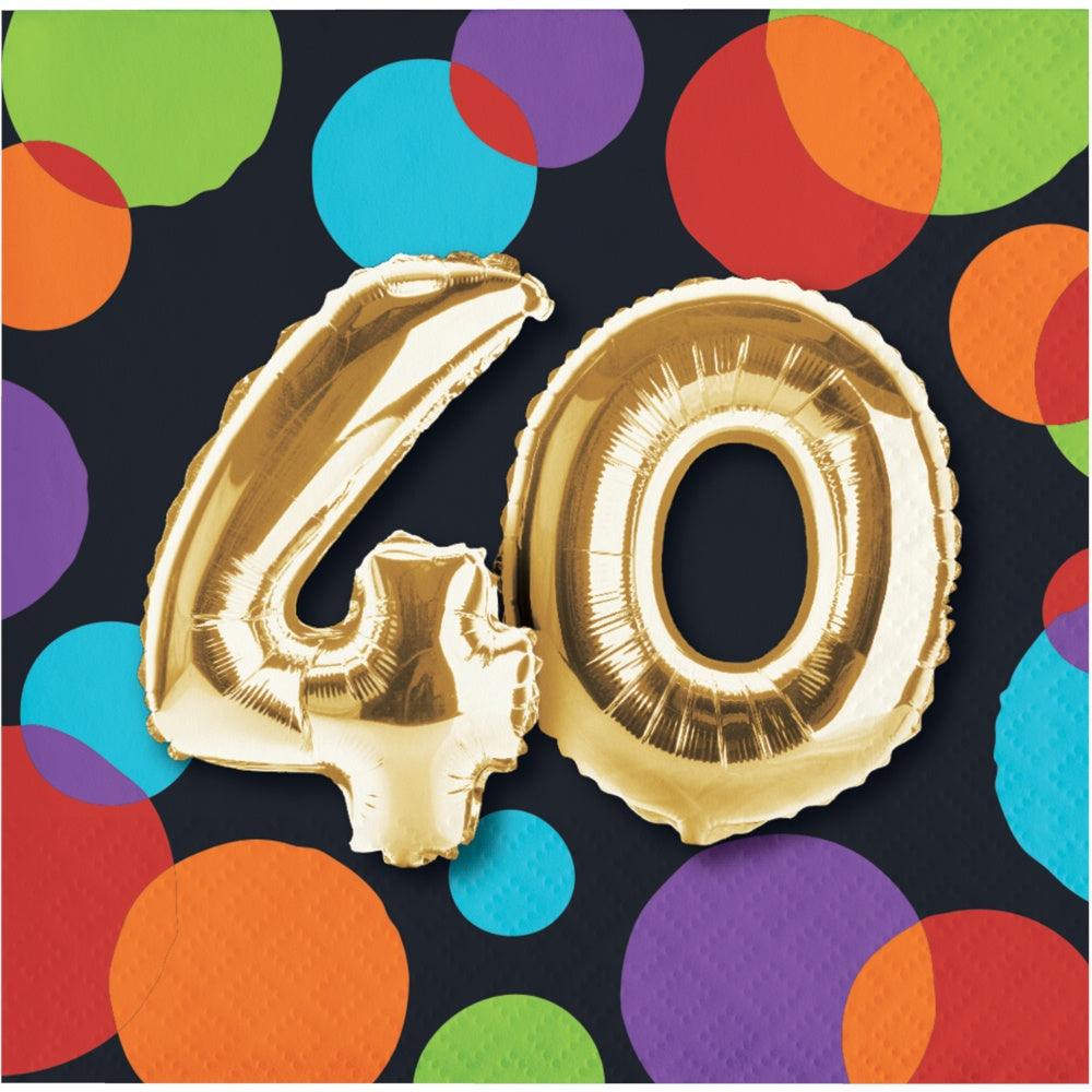 40Th Balloon Birthday Bev Napkins/Disc