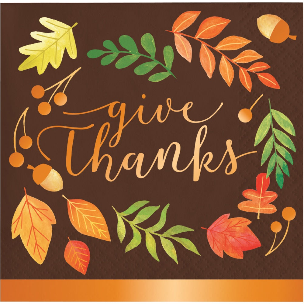 Give Thanks Bev. Napkins - Foil Stamp