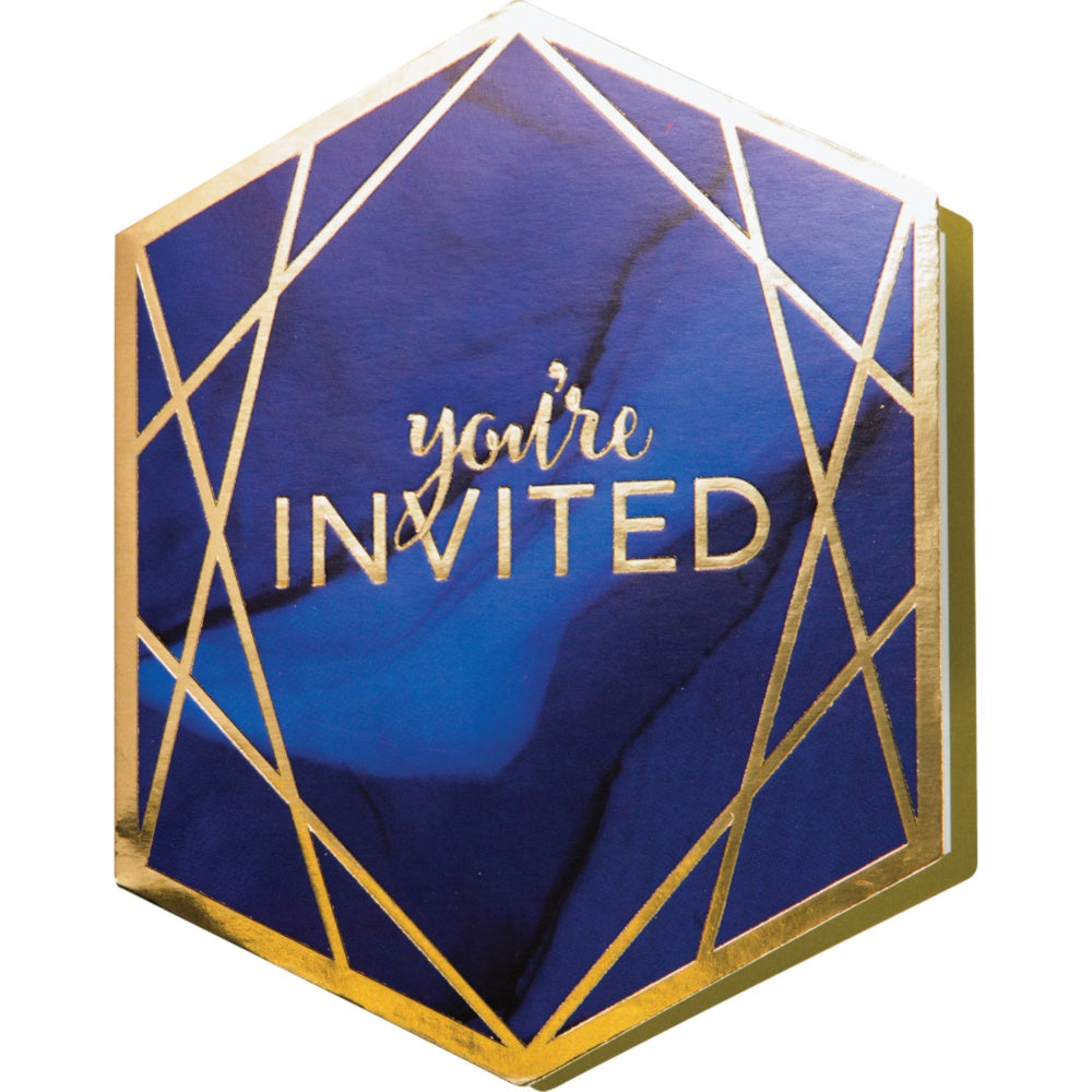 Navy Blue&Gold Geode Invites