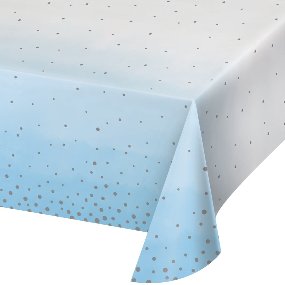 Blue & Silver Celebration Paper Tablecover 54" X 102"