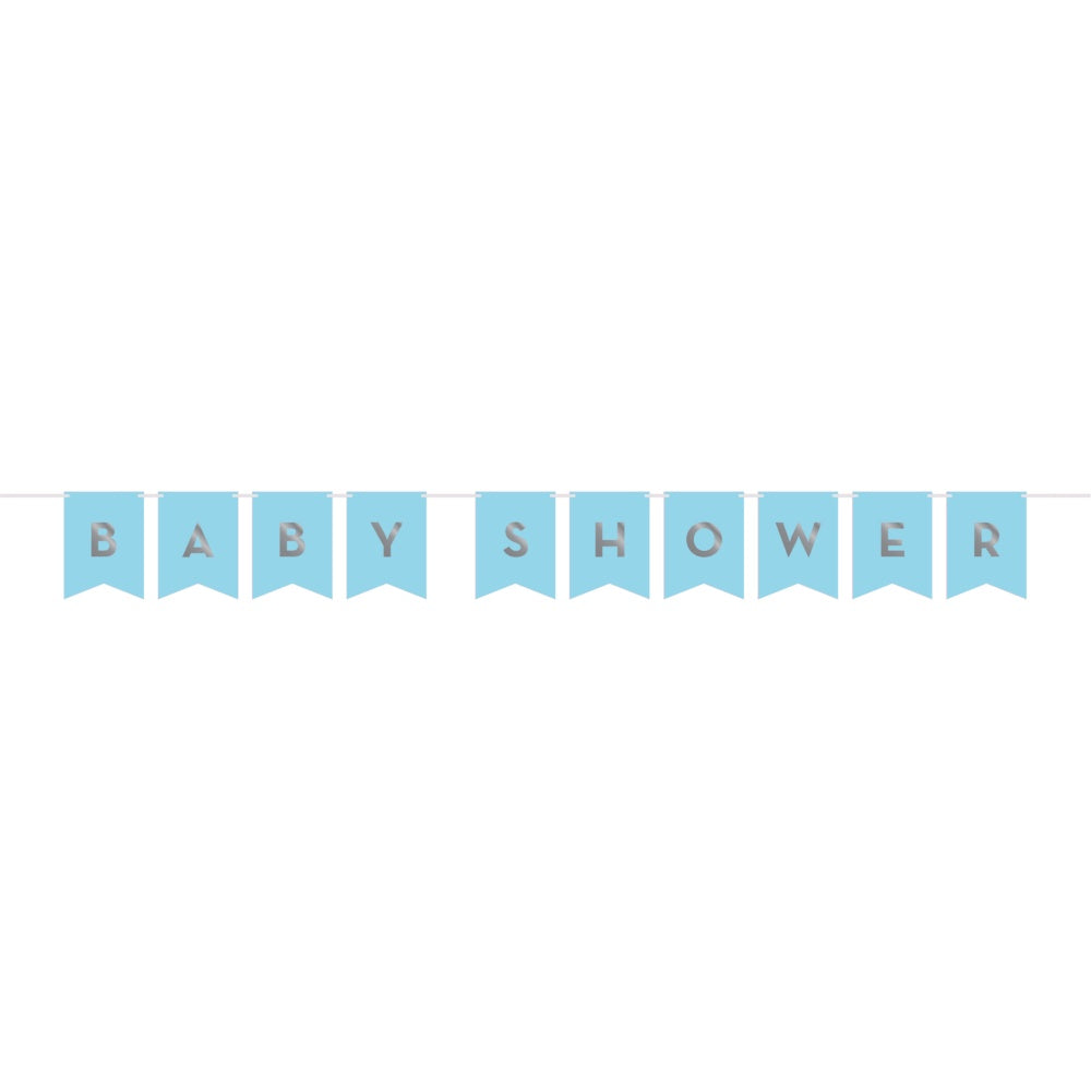 Blue Silver Celebration Shaped Banner With Ribbon & Stickers, Diy