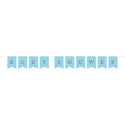 Blue Silver Celebration Shaped Banner With Ribbon & Stickers, Diy