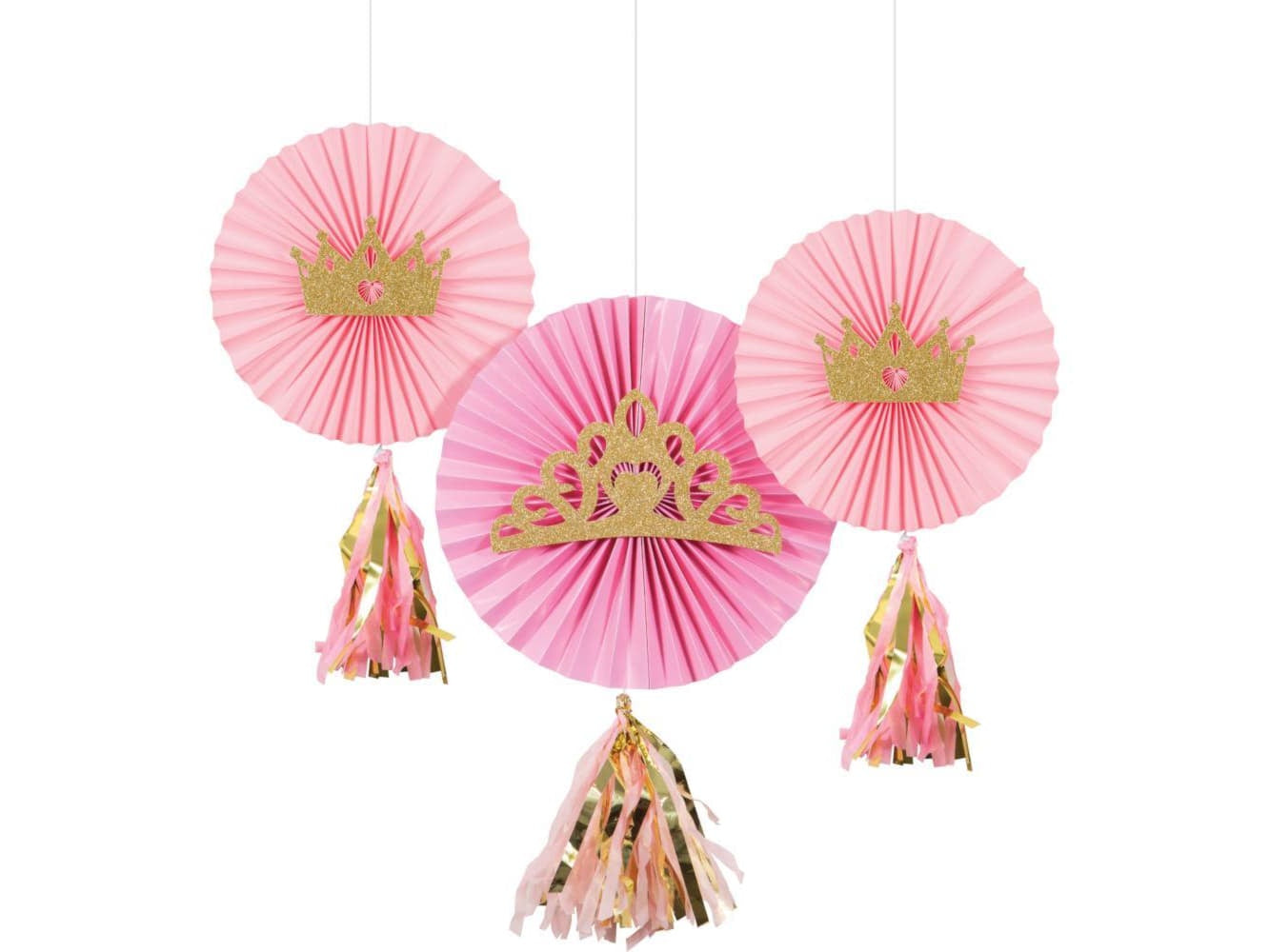 Princess Paper Fans-3Pk