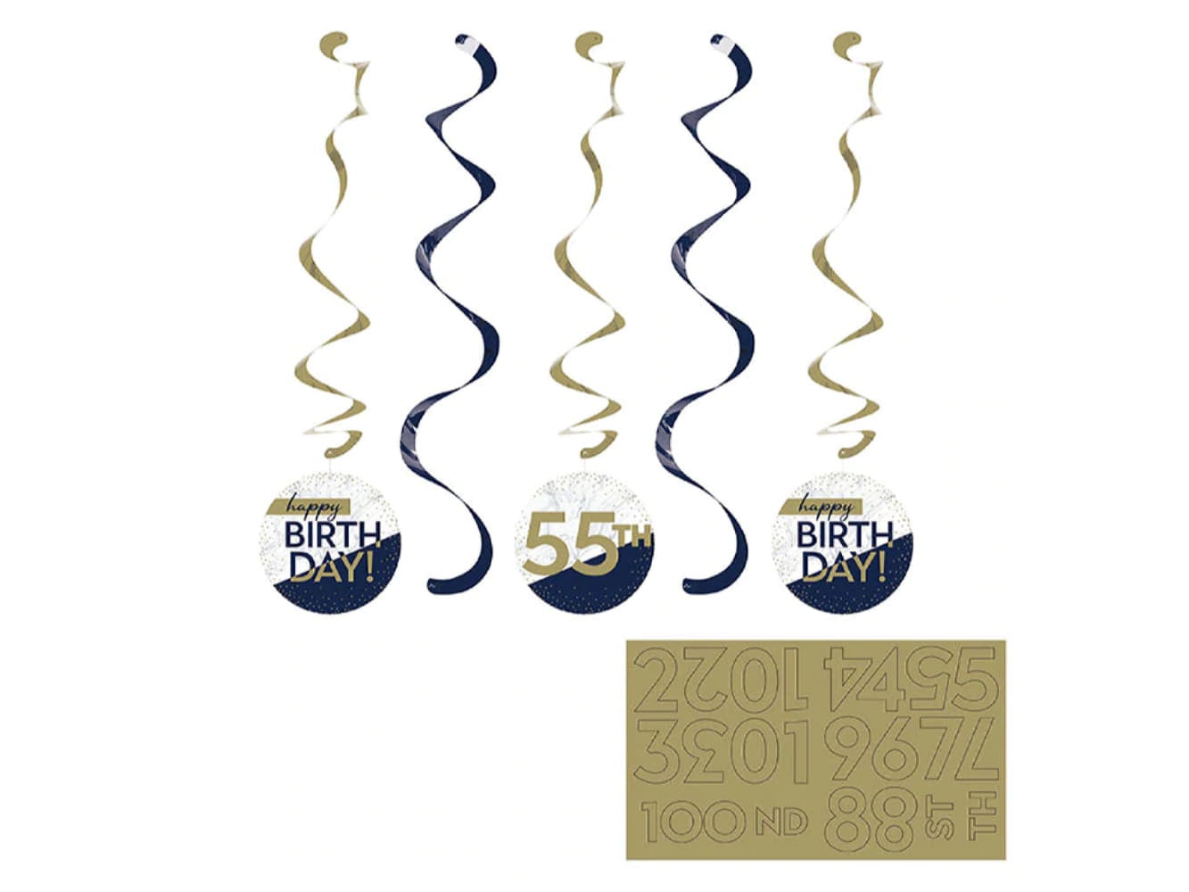 Navy & Gold Milestone Dizzy Danglers-5Pk